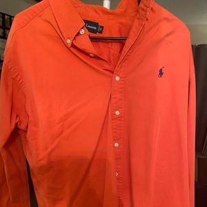 Long sleeve orange Ralph Lauren button up